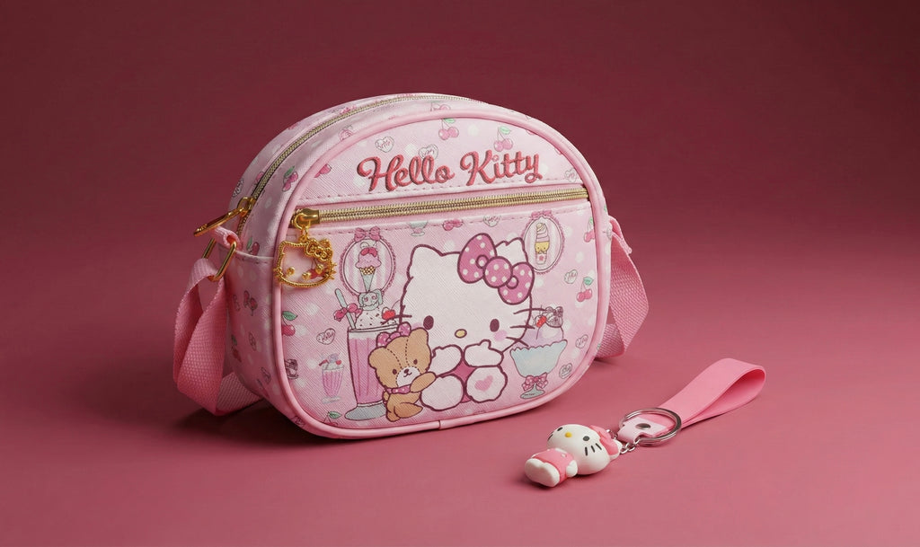 Sac Bandoulière Hello Kitty Gourmand + Porte-clés Assorti