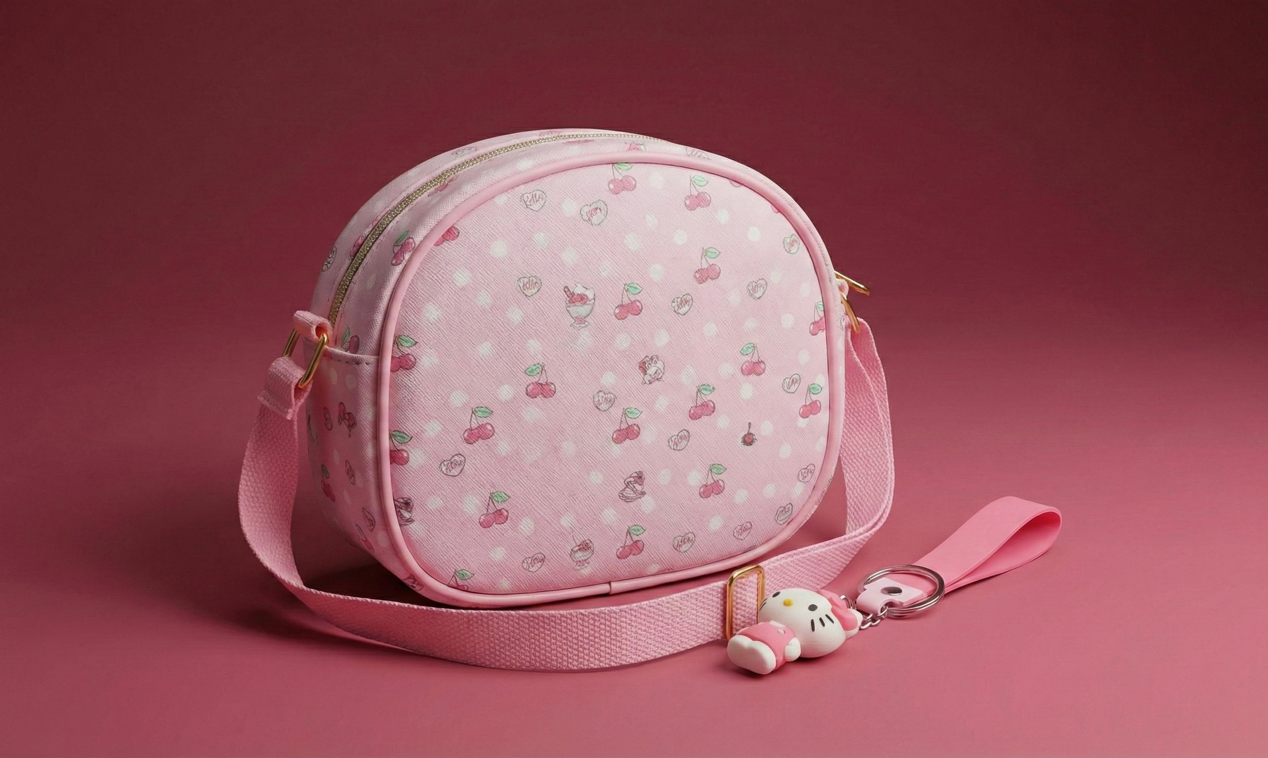Sac Bandoulière Hello Kitty Gourmand + Porte-clés Assorti